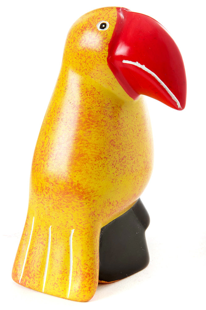 Large Soapstone Tropical Toucan in Orange & Red