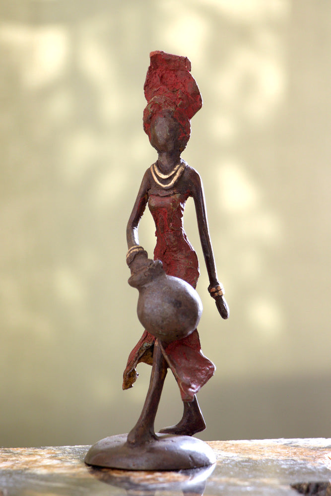 Water Bearer Burkina Bronze Sculpture