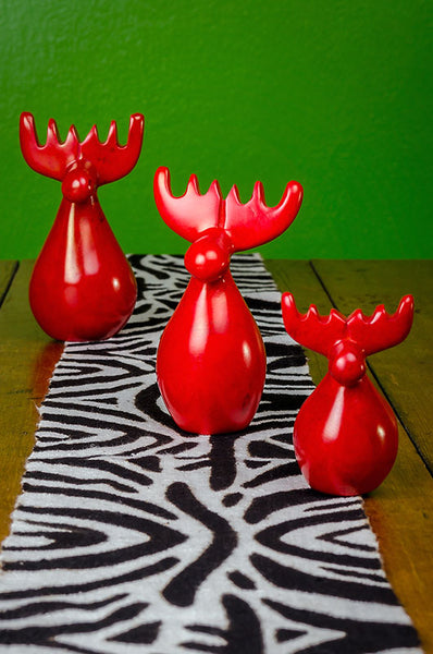 Red Soapstone Reindeers