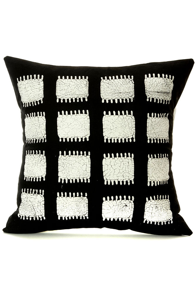 Zambian Hand Painted Tribal Spikes Pillow Cover with Optional Insert