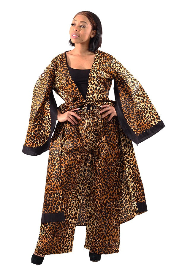 Cheetah Print Kimono & Pant Set