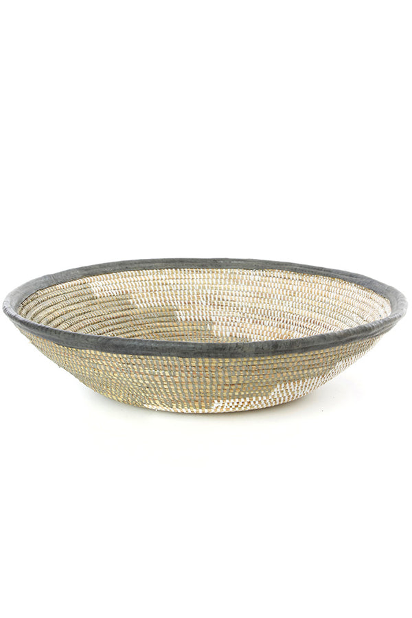 Silver and White Leather Trimmed Baskets in Assorted Patterns