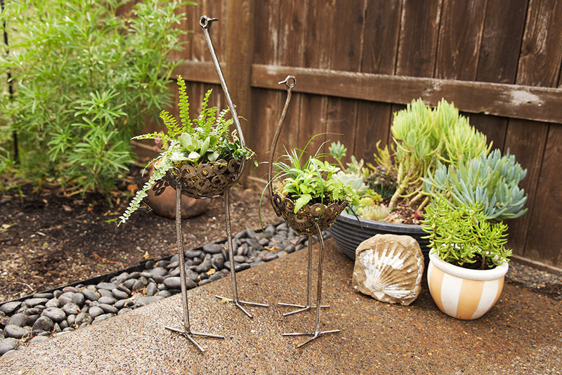 Small Recycled Metal Ostrich Bowls