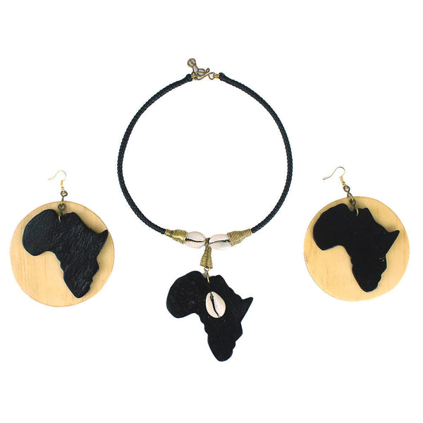 Africa Map Necklace & Earrings Set