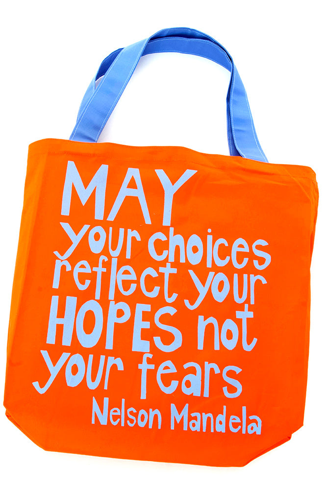 Orange Reflect Your Hopes Mandela Tote Bag