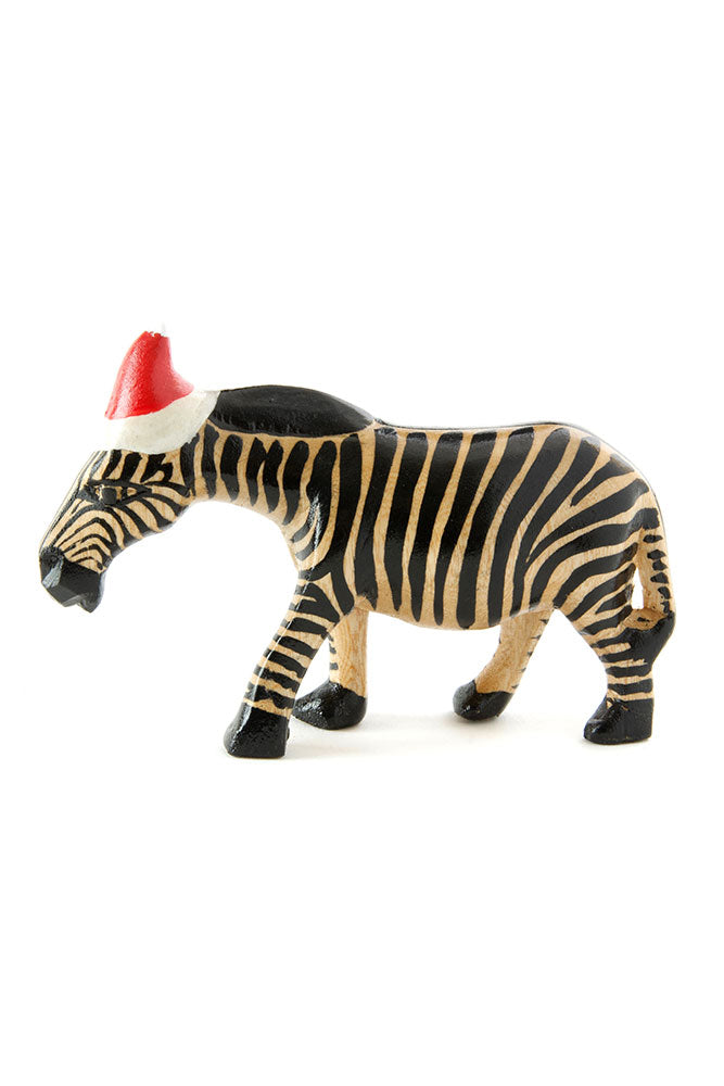 Santa's Little Zebra Helper Sculpture