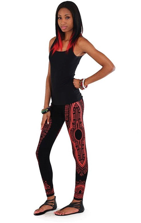 African Traditional Print Black Leggings