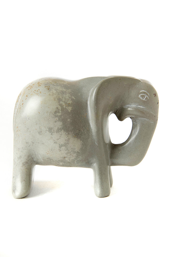 Dove Grey Soapstone Traveling Elephant