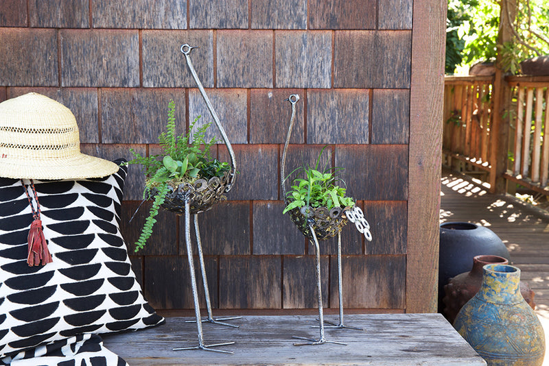 Small Recycled Metal Ostrich Bowls