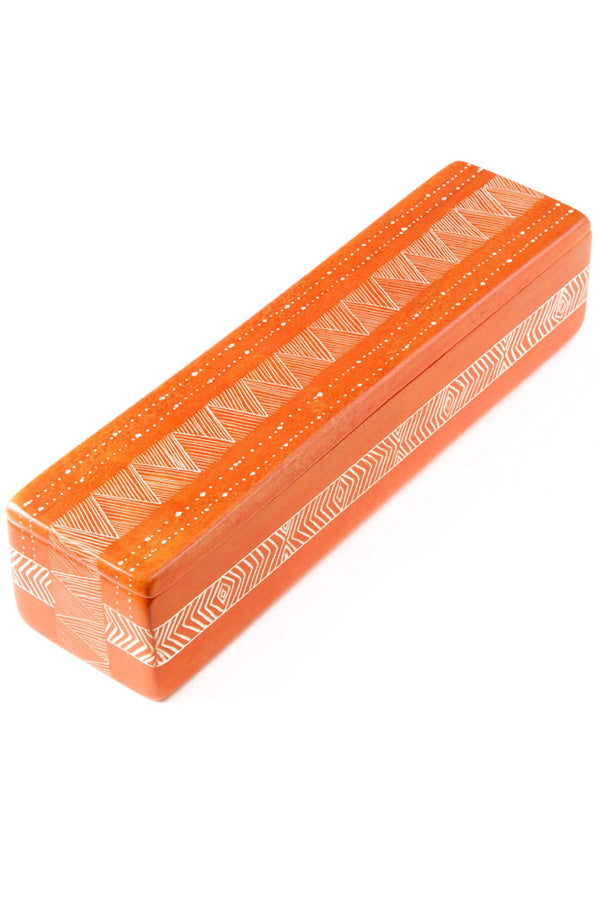 Orange Fine Line Soapstone Pencil Box