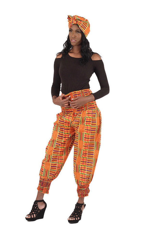 Kente Elastic Harem Pants