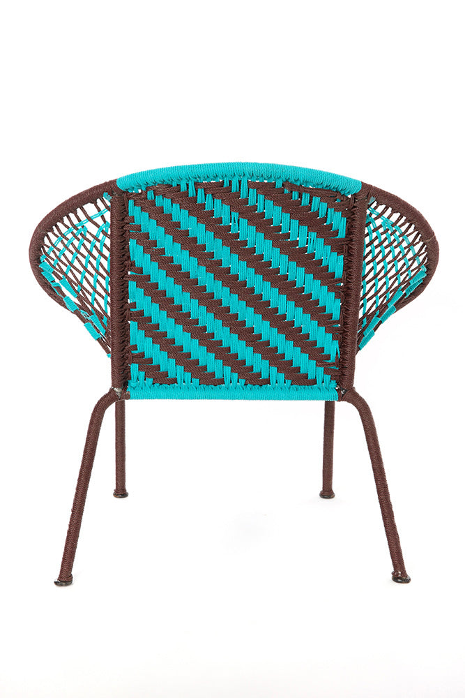 Aqua & Brown Petite Peekaboo Chair