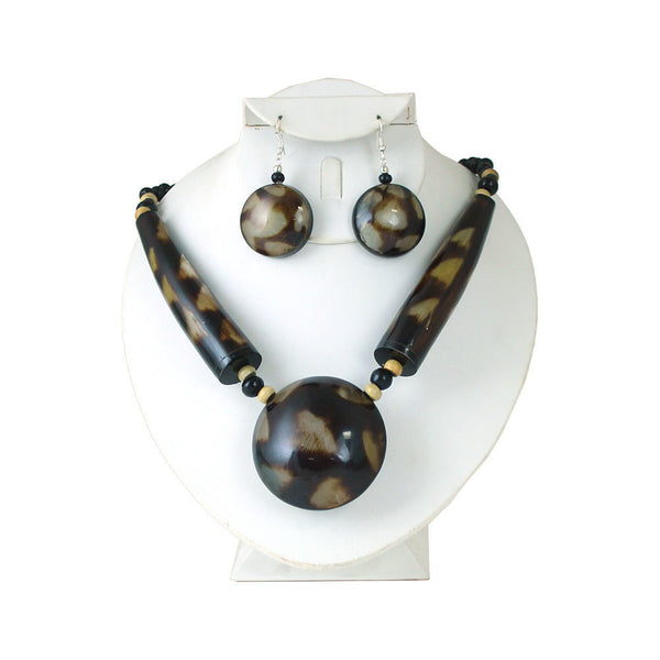 Massive Spotted Horn Necklace & Earrings