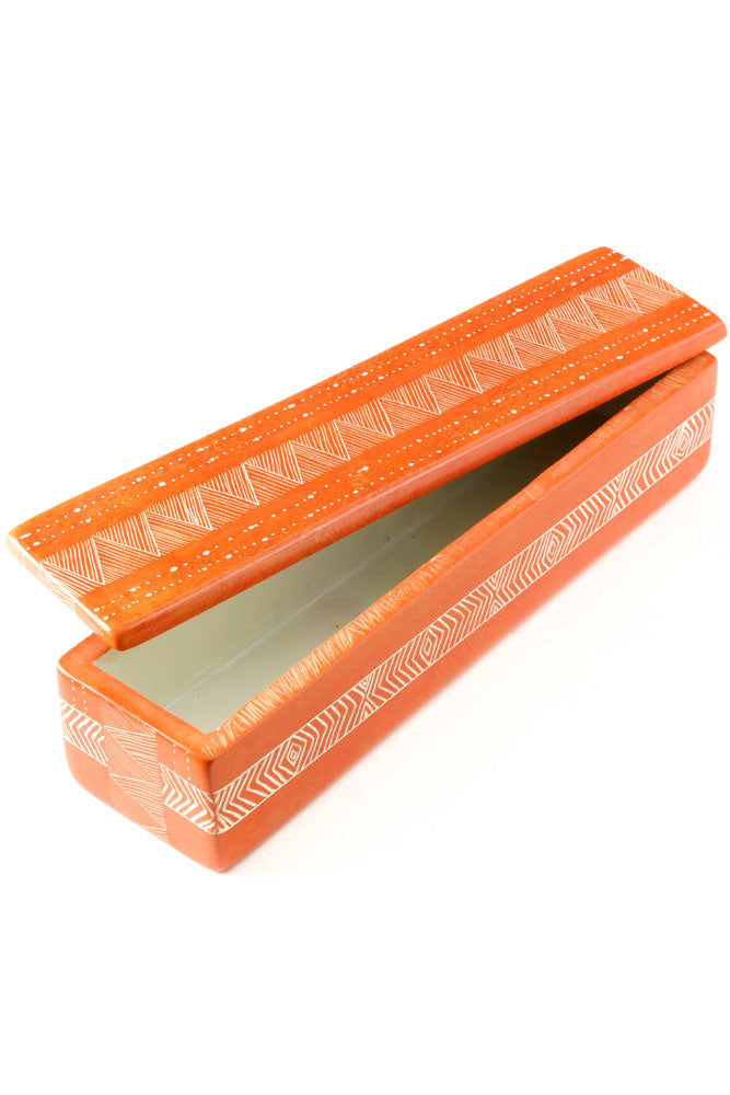 Orange Fine Line Soapstone Pencil Box