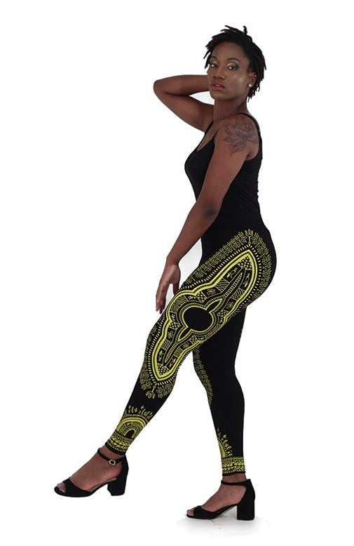 African Traditional Print Black Leggings