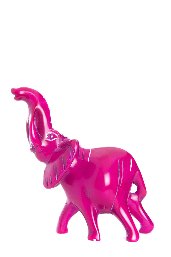 Small Pink Soapstone Trumpeting Elephant