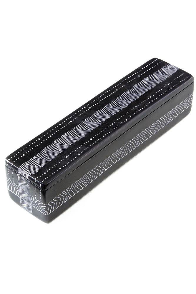 Black Fine Line Soapstone Pencil Box