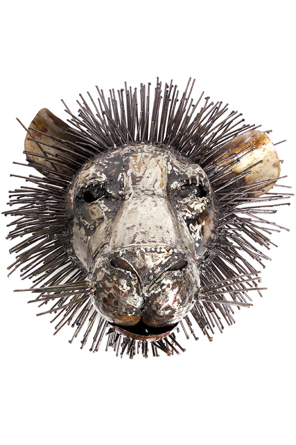 Recycled Metal Lion Mount Wall Sculpture