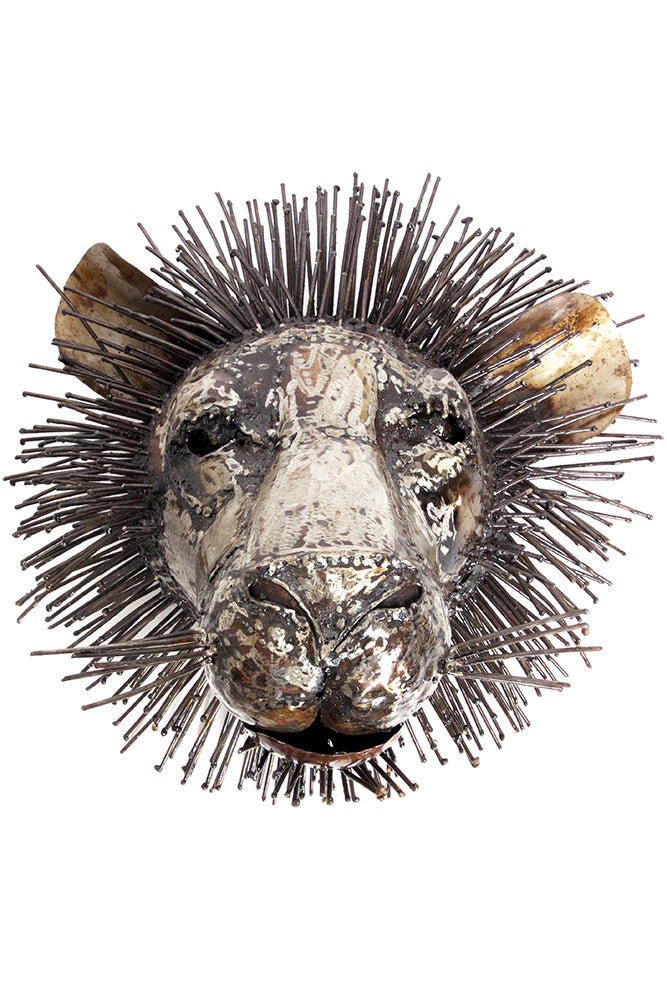 Recycled Metal Lion Mount Wall Sculpture