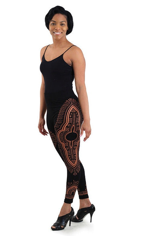 African Traditional Print Black Leggings