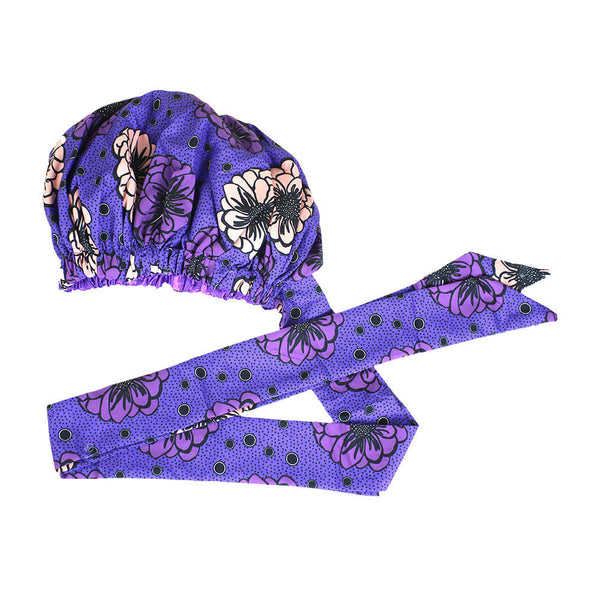 African Print Bonnet Hair-Tie Cap