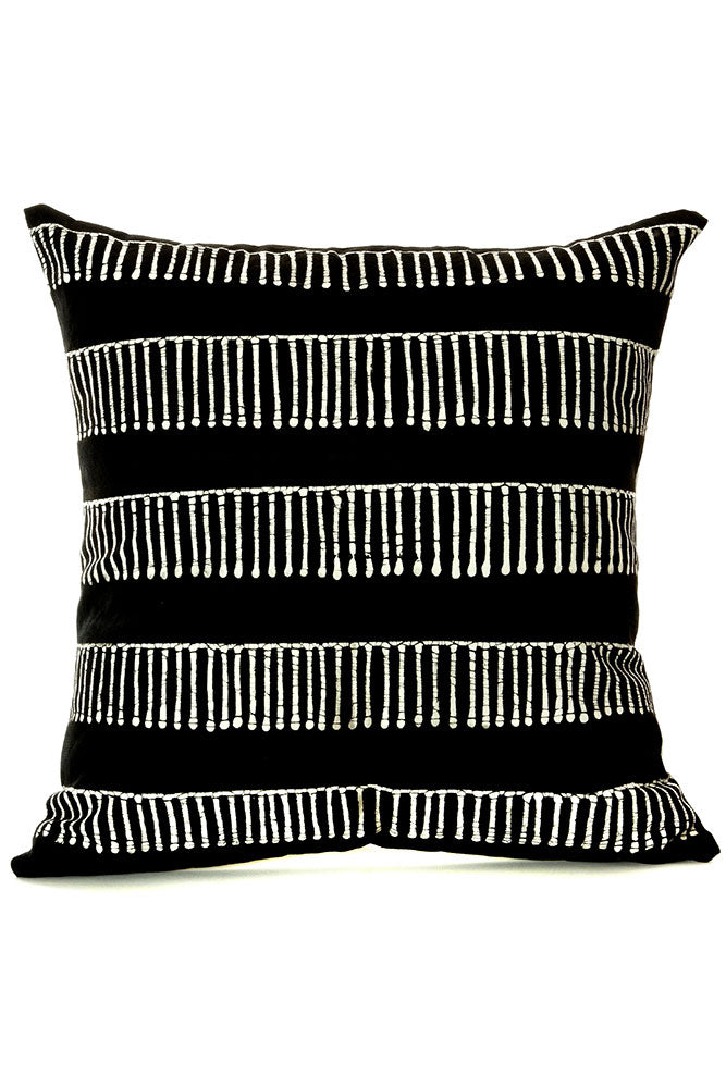 Zambian Hand Painted Tribal Comb Pillow Cover with Optional Insert