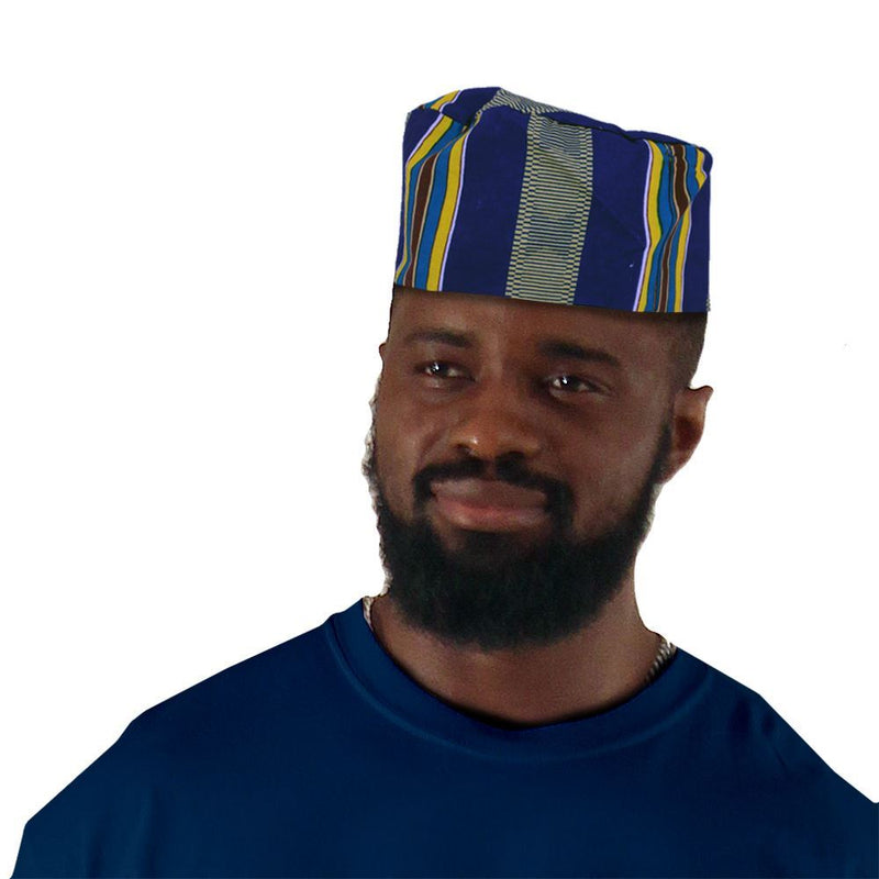 Blue Kente Kufi Hat Style