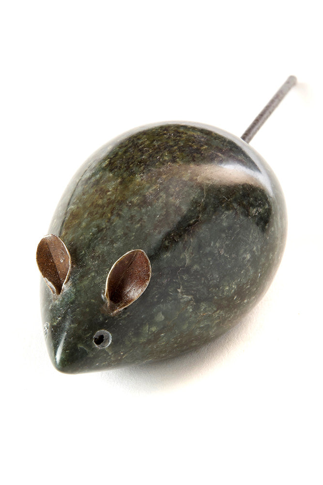 Shona Serpentine Stone and Metal Mouse Sculpture