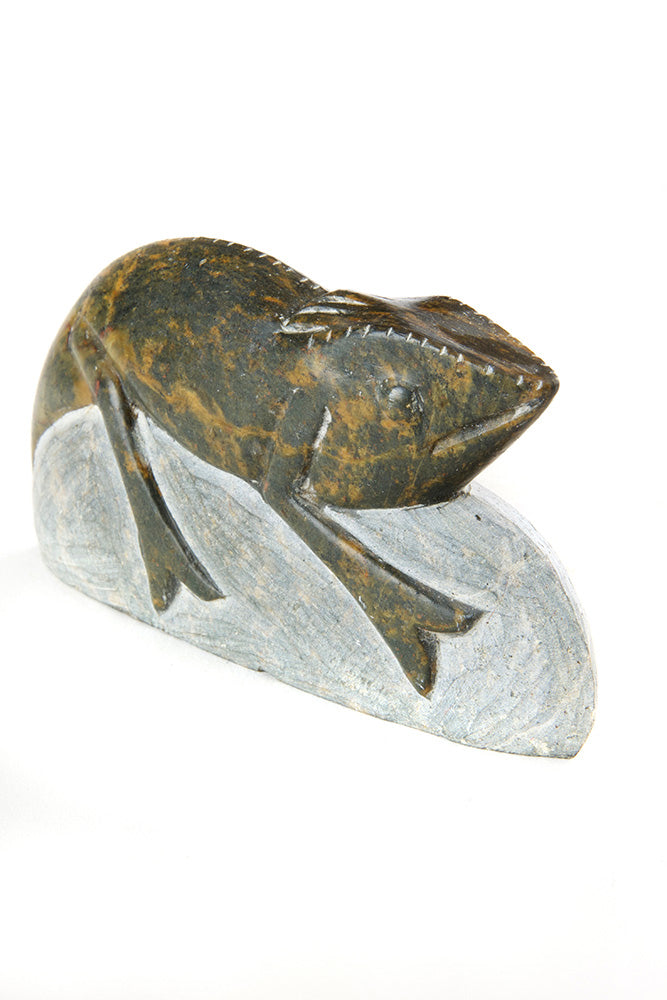 Serpentine Stone Chameleon Sculpture from Zimbabwe