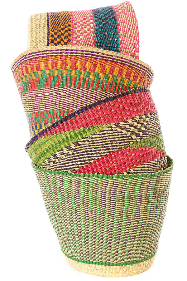 Bolga Storage Bins in Assorted Colors and Patterns