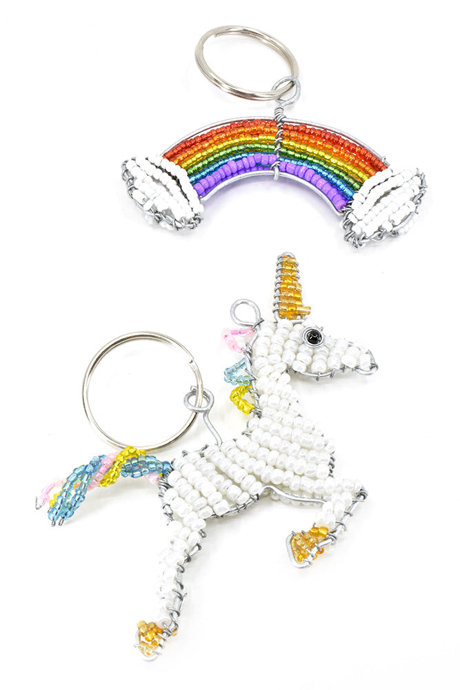 Patmore's Rainbow & Clouds Beaded Keychain