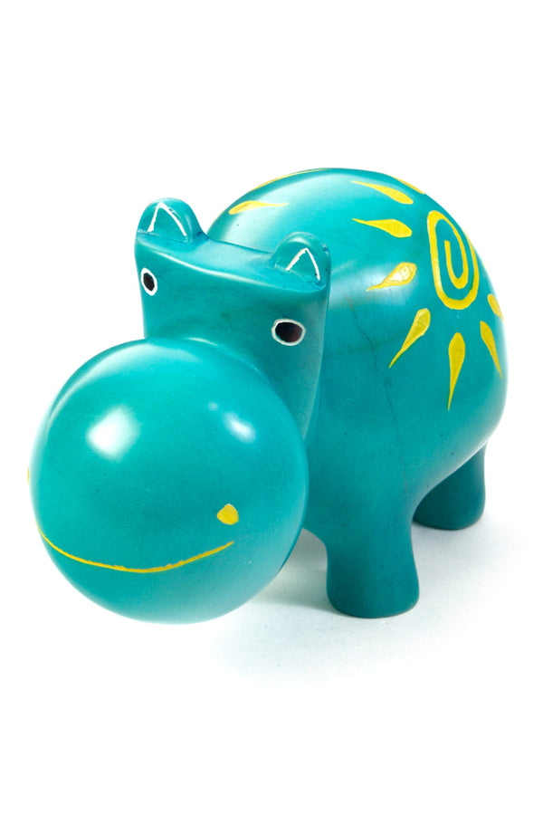 Aqua Sunshine Soapstone Hippo Sculpture