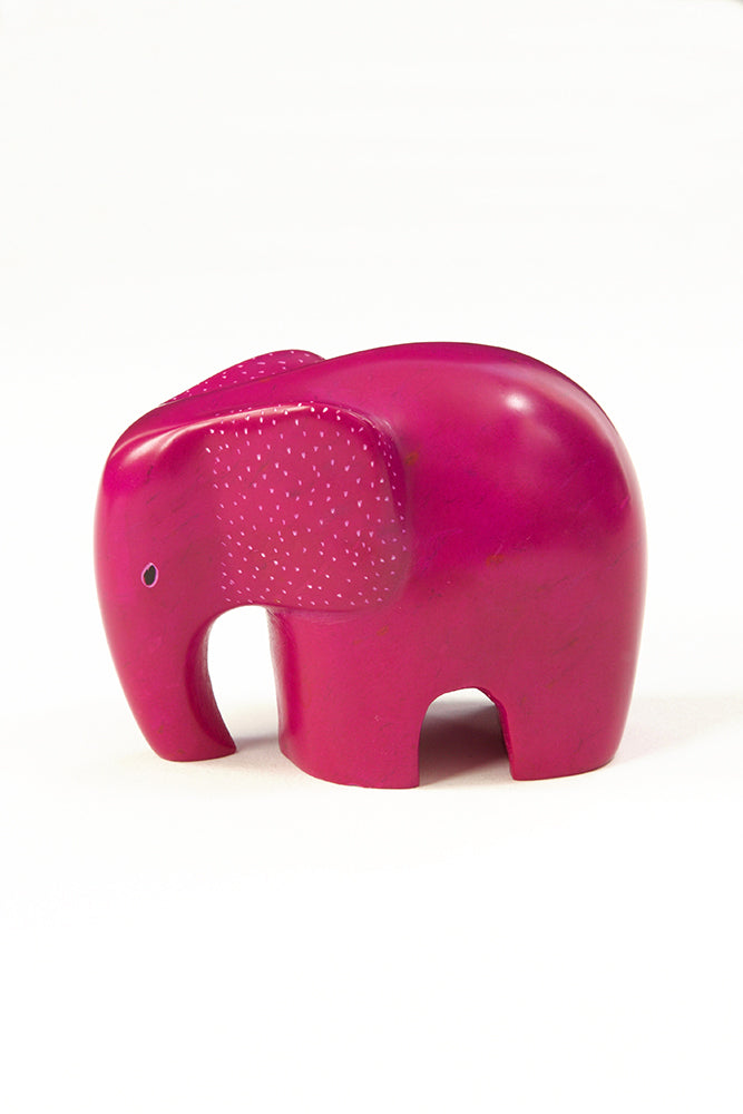 Pink Bashful Elephant Soapstone Sculpture