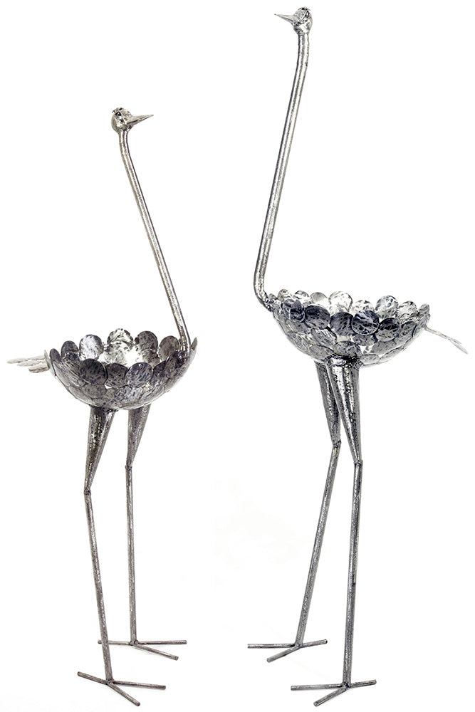 Kenyan Recycled Metal Ostrich Plant Holders