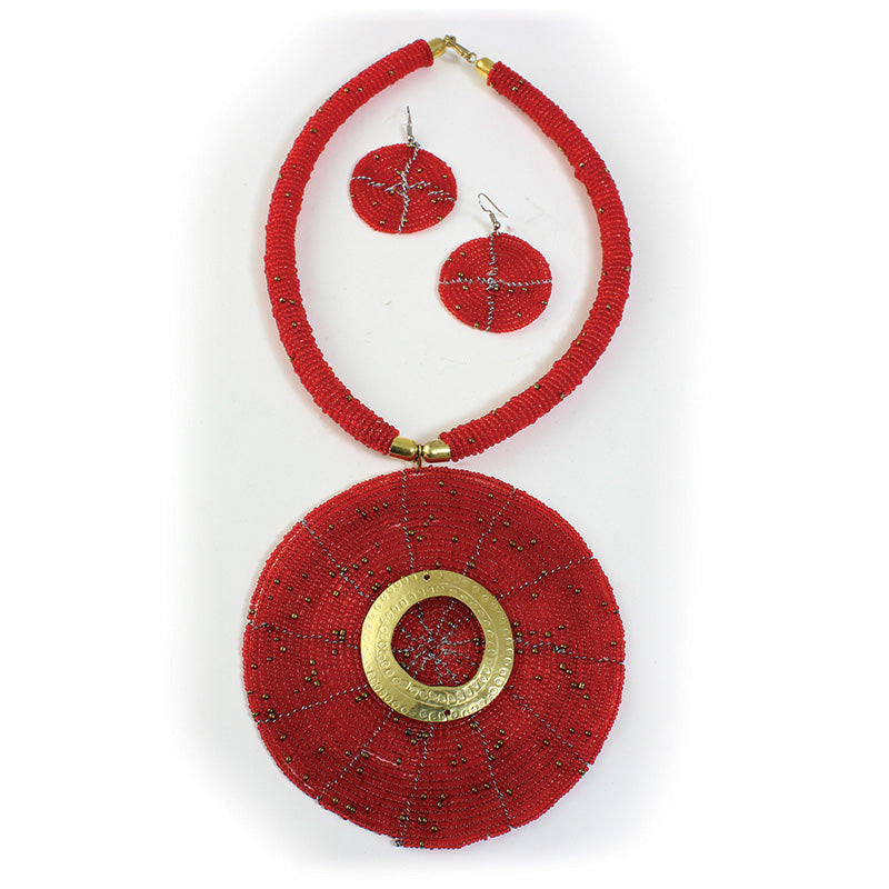 Maasai Goddess Necklace Set: Red