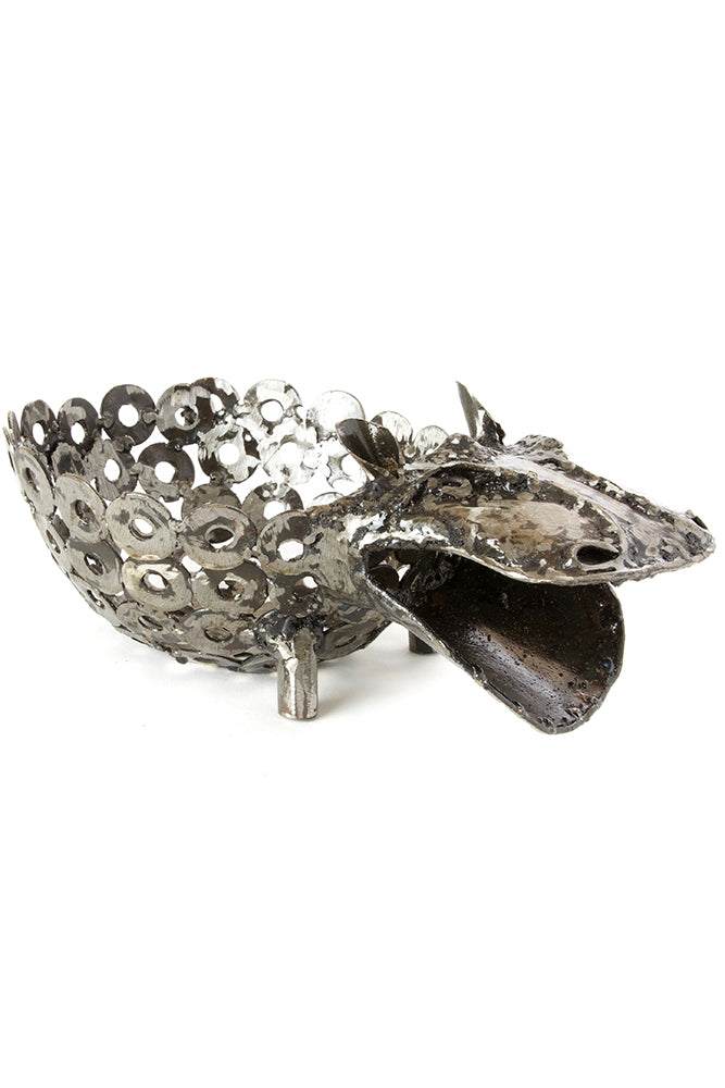 Recycled Metal Sitting Hippo Planter from Kenya