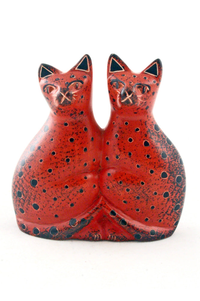 Cozy Cat Couple Soapstone Sculpture