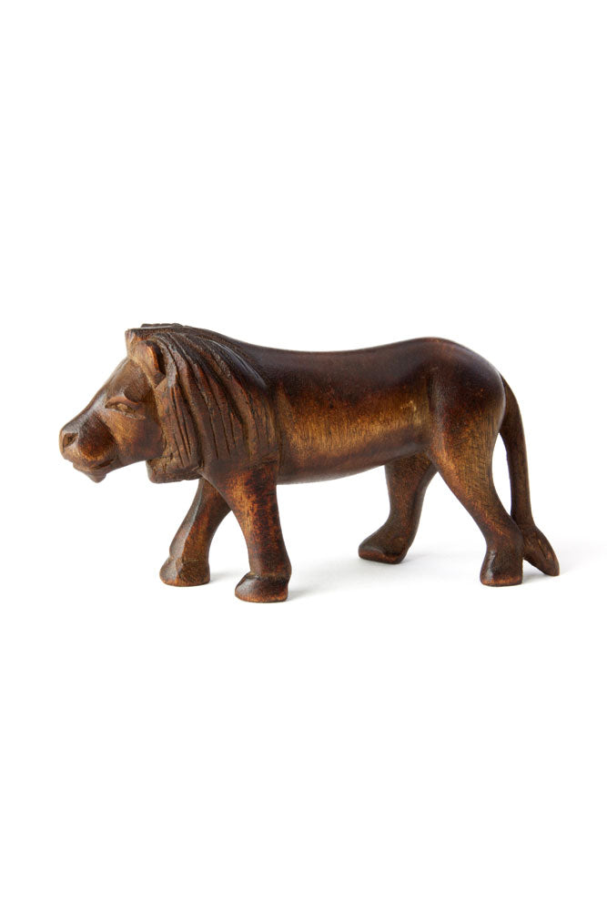 Kenyan Jacaranda Wooden Lion Sculpture