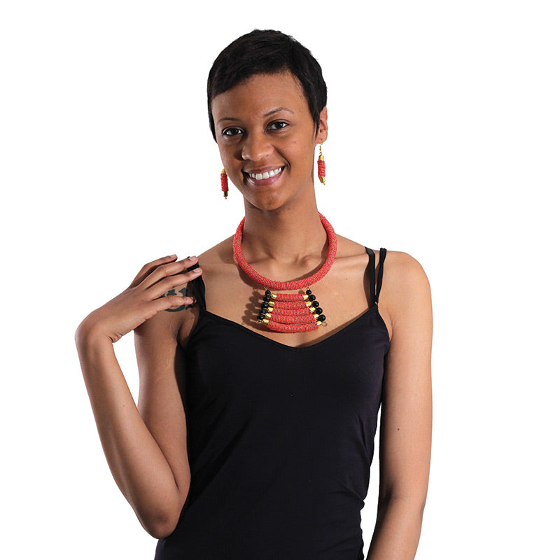 Maasai Empress Choker Set: Red