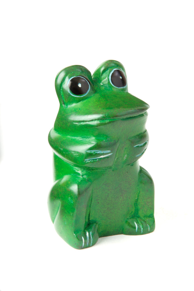 Set of Four Mini Soapstone Funny Frogs