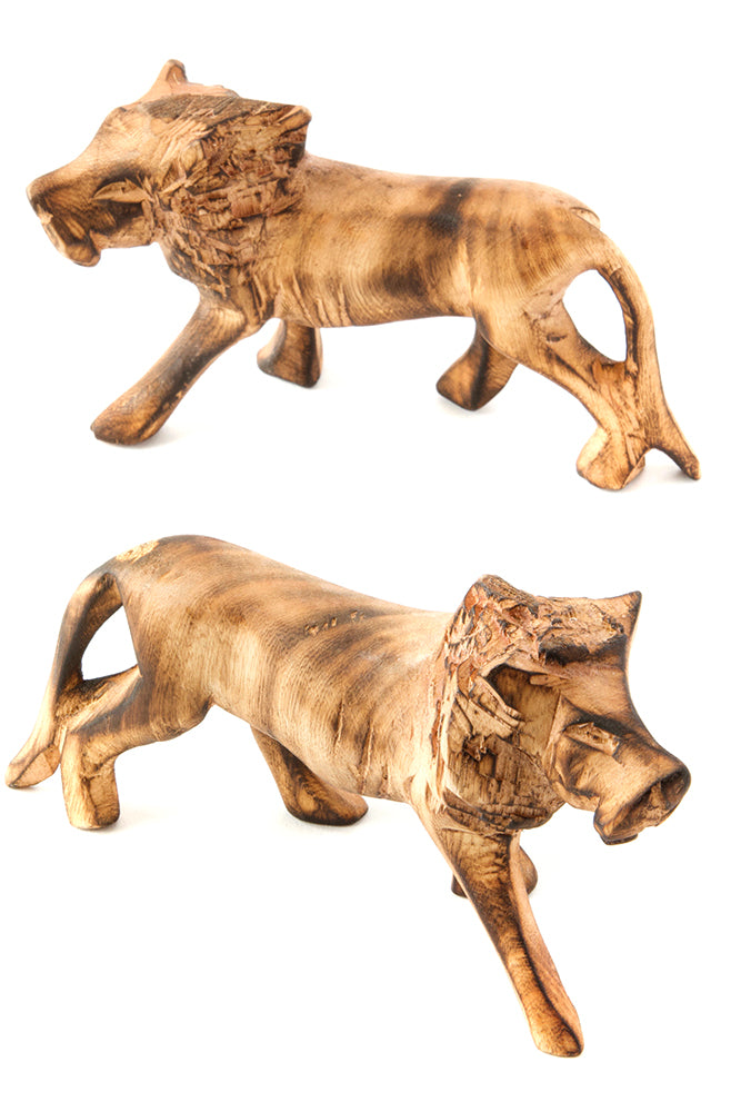 Kenyan Jacaranda Wood Maned Lion Sculpture