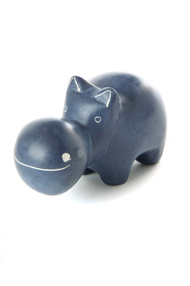 Dozen Mini Grey Soapstone Hippos