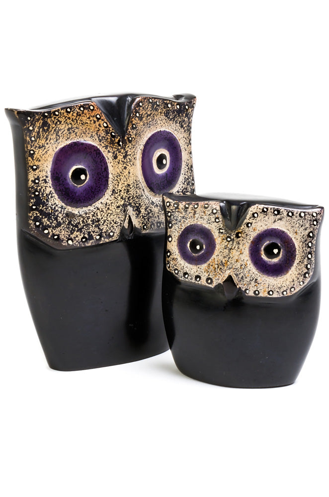 Midnight Wiseacre Soapstone Owls