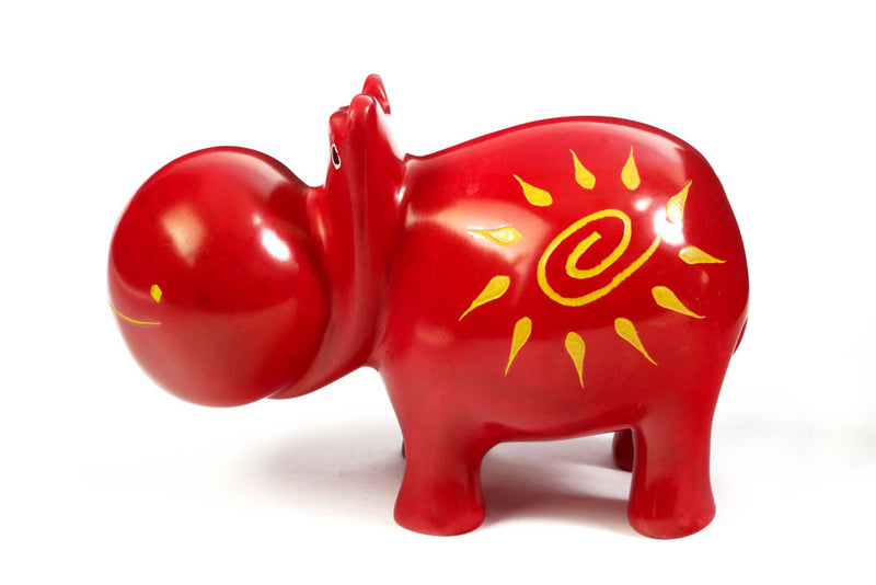 Crimson Sunshine Soapstone Hippo Sculpture