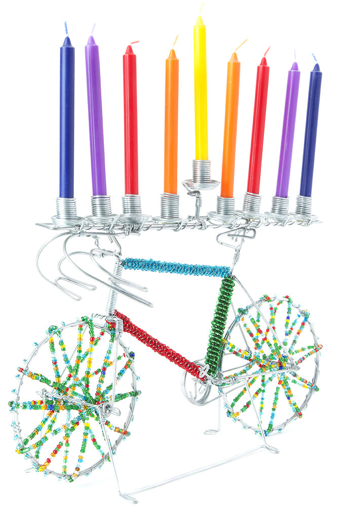 Beaded Bicycle Hanukkah Menorah