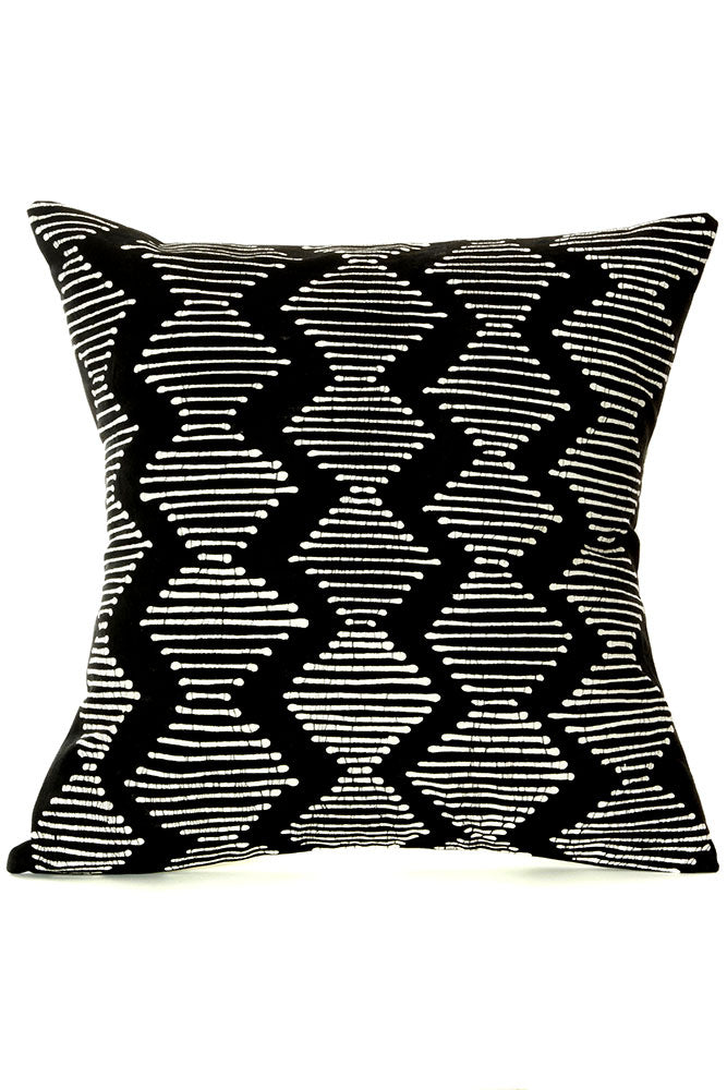 Zambian Hand Painted Tribal Diamonds Pillow Cover with Optional Insert