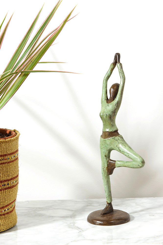 Burkina Bronze Yoga Tree Pose Sculpture