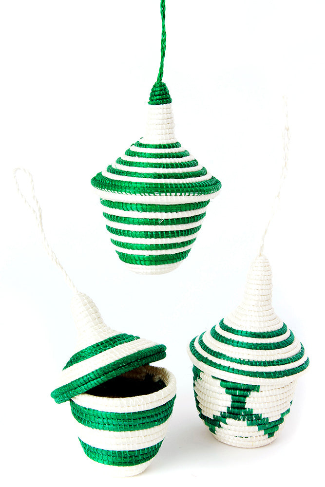 Green and Natural Rwandan Giving Basket Ornament