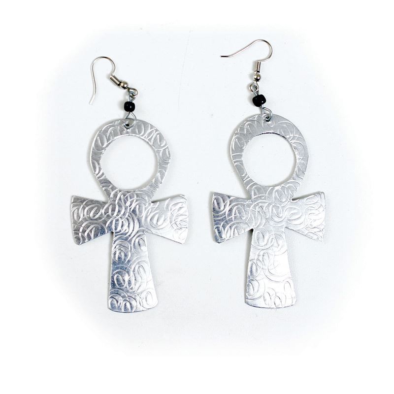 Silver Earrings: Ankh