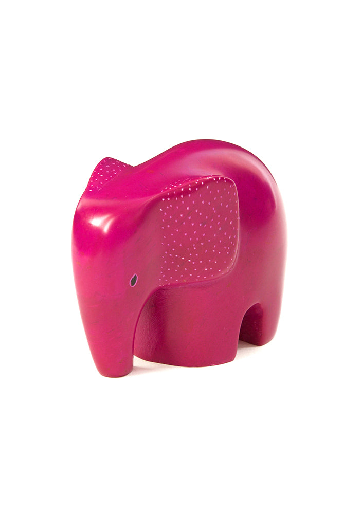 Pink Bashful Elephant Soapstone Sculpture